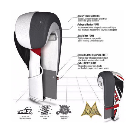 Купить Перчатки боксерские RDX REX F10 WHITE BGR-F10W, 12 oz в Ржеве 